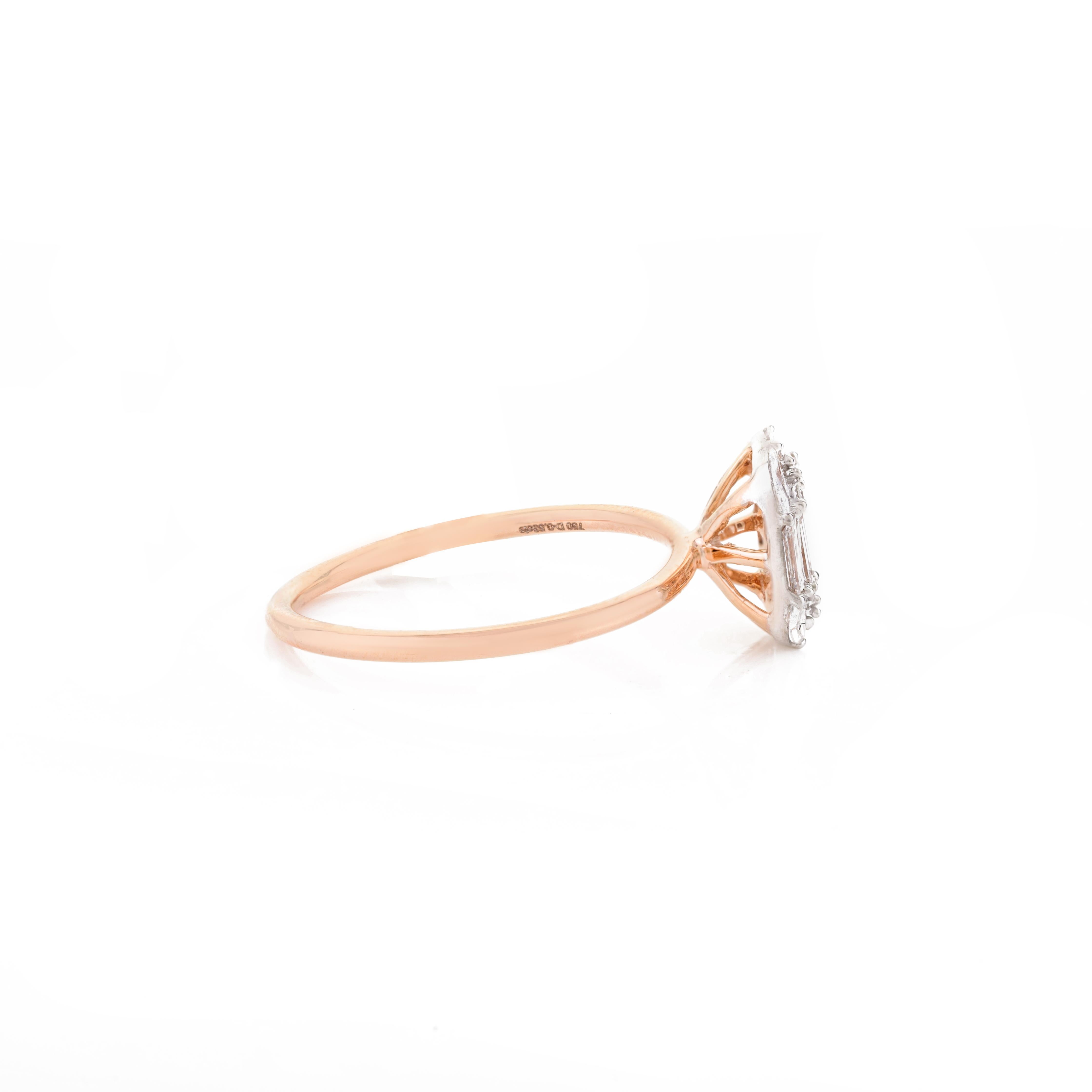 For Sale:  Diamond Cluster Mosaic Engagement Ring Made in 18k Solid Rose Gold 3