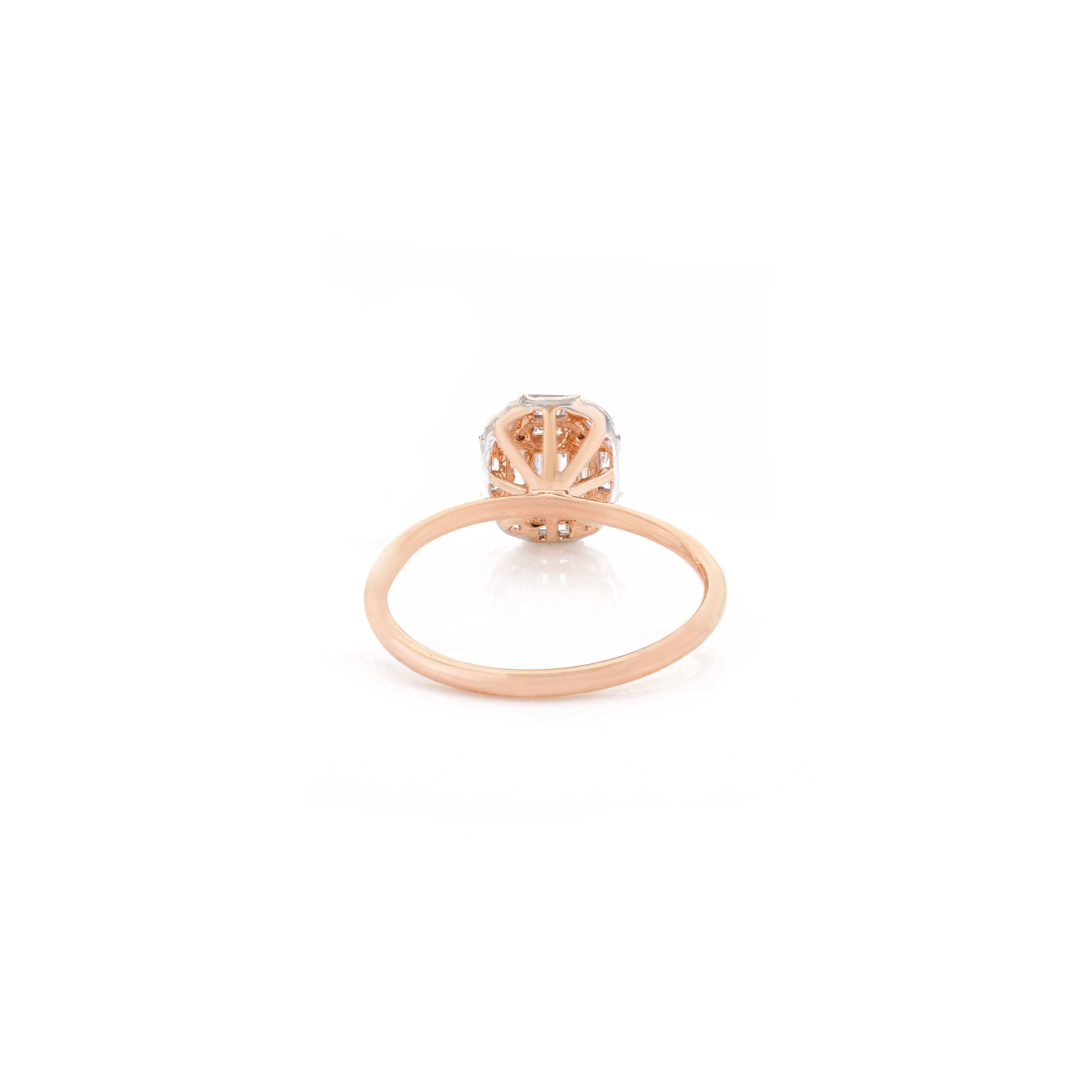 For Sale:  Diamond Cluster Mosaic Engagement Ring Made in 18k Solid Rose Gold 5