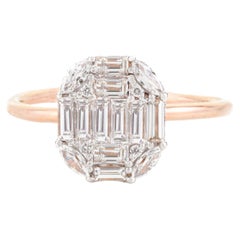 Diamant-Cluster-Mosaik-Verlobungsring aus 18k massivem Roségold