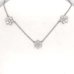 Diamond Cluster Necklace 3.08 Carats 14 Karat White Gold