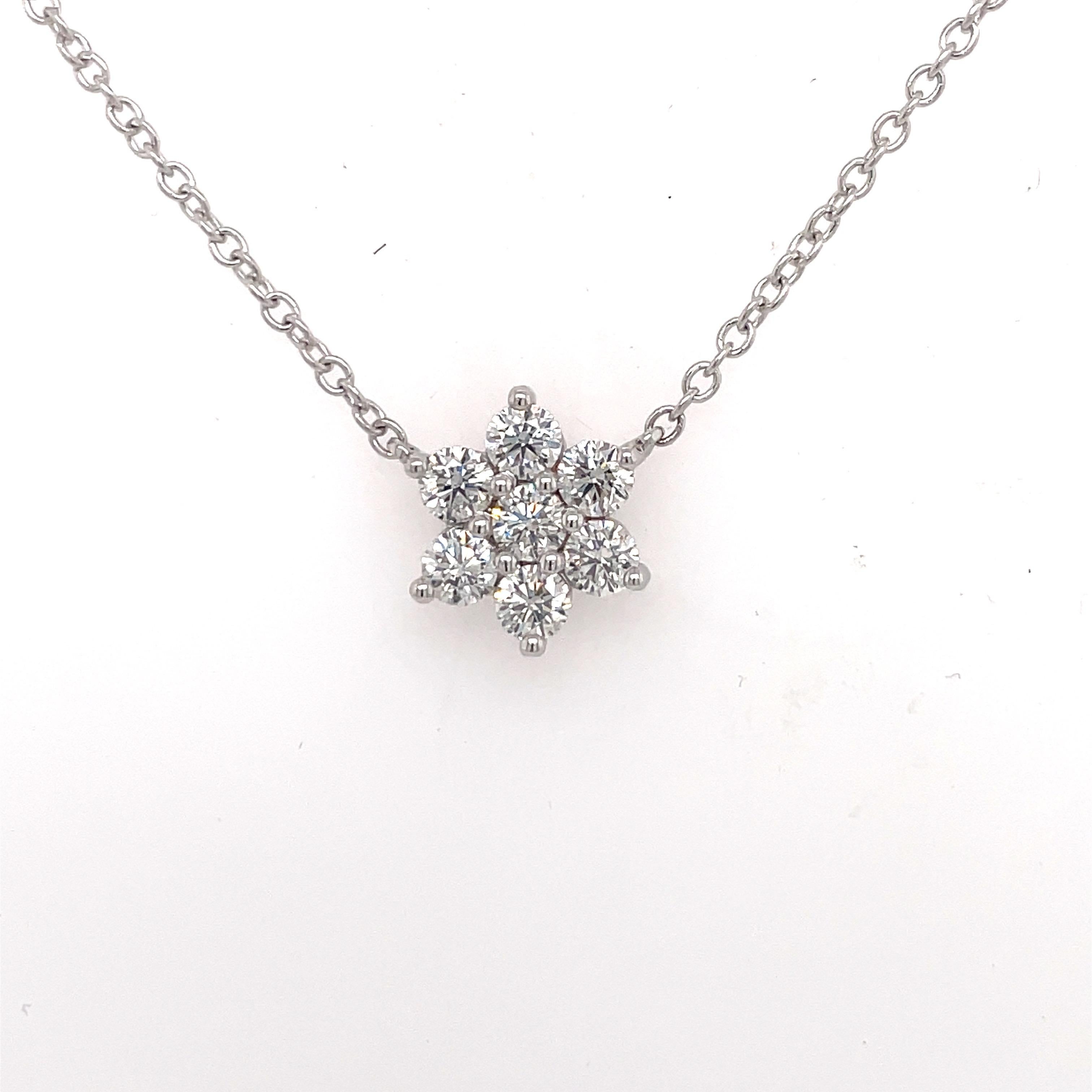 Contemporary Diamond Cluster Necklace 3.08 Carats 14 Karat White Gold For Sale