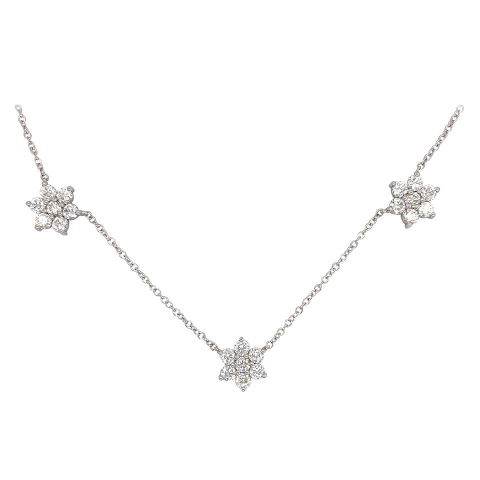 Diamond Puff Heart Necklace 1 Carat 14 Karat White Gold For Sale at 1stDibs