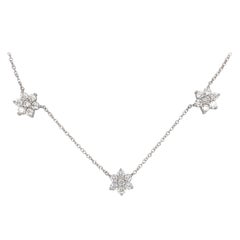 Diamond Cluster Necklace 3.08 Carats 14 Karat White Gold