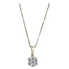 Diamond Cluster Necklace in 14kt Yellow Gold - 0.52ctw, 18", New