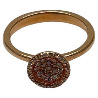 Diamond Cluster Pave Set 14K Rose Gold Statement Fashion Minimalistic Ring