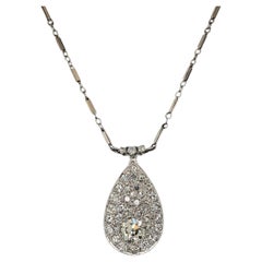 Diamond Cluster Pendant Gold Pendant Necklace Estate Fine Jewelry