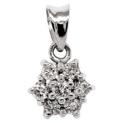 Diamond Cluster Pendant in 18ct White Gold, Classic Elegant Design