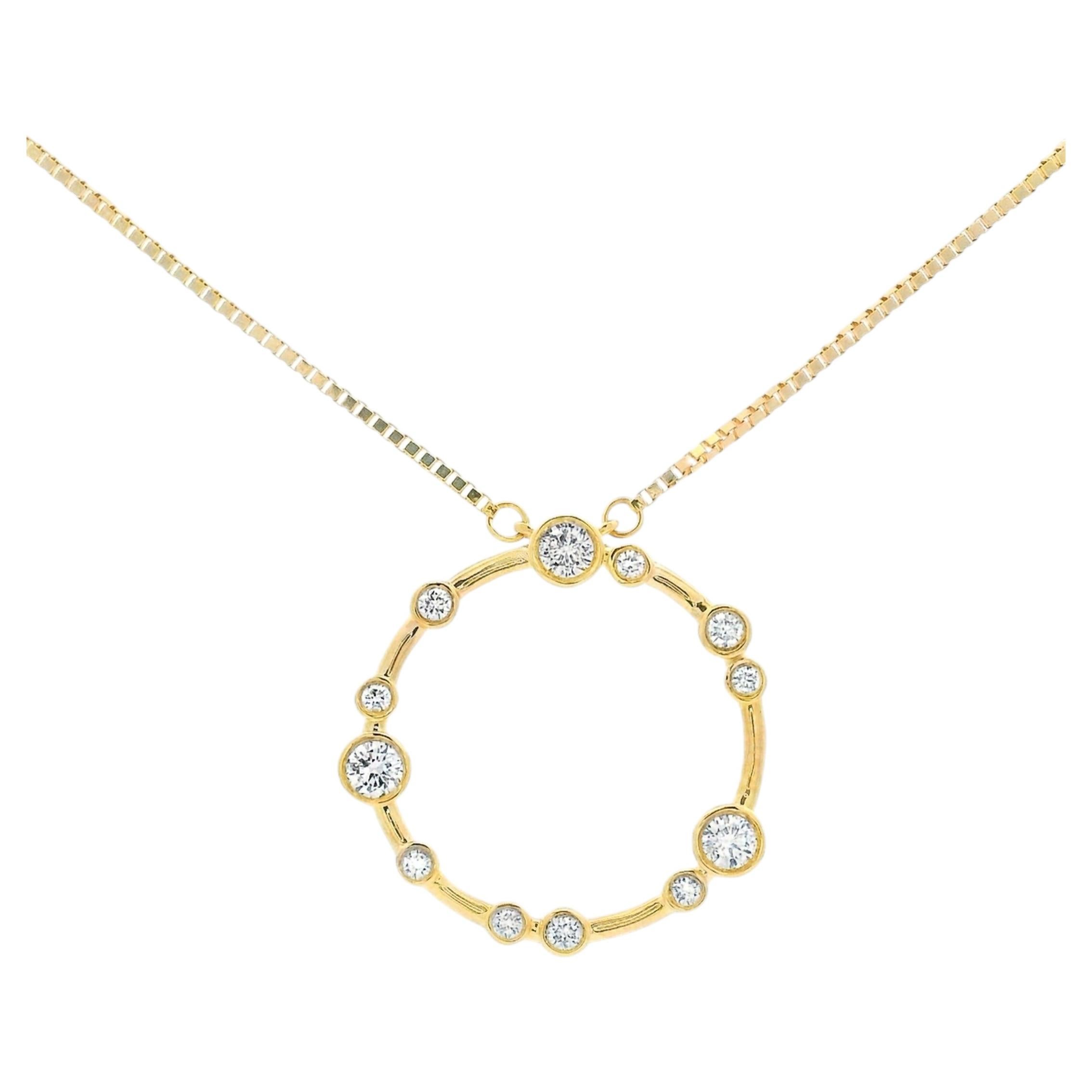 Diamond Cluster Pendant Necklace 0.25 Carat in 14K Yellow Gold