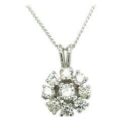 Vintage Diamond Cluster Pendant Necklace