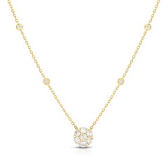 Diamant-Cluster-Anhänger-Halskette aus 14K Weißgold, 0,80 Karat