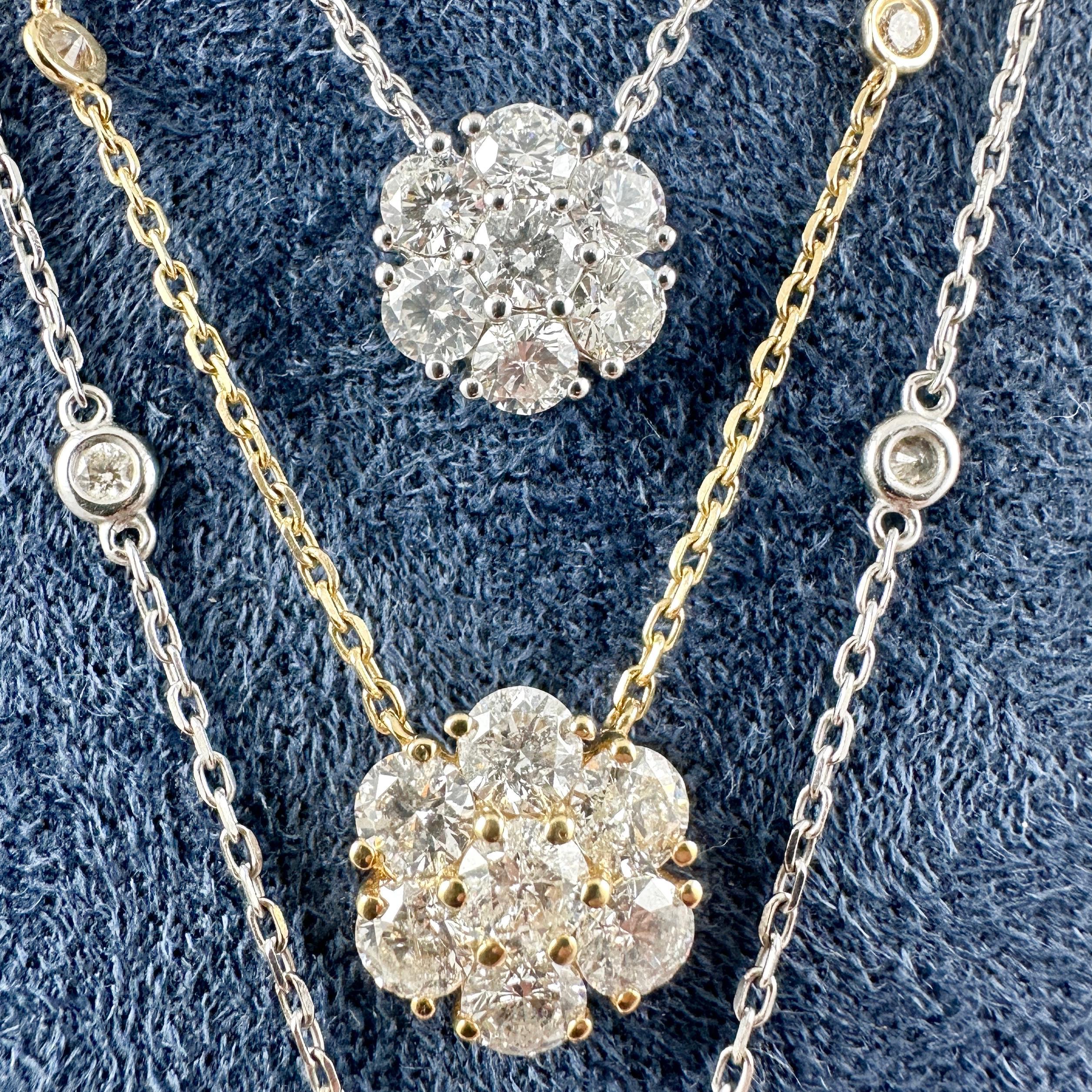 Collar Colgante Racimo de Diamantes en Oro Amarillo de 14 quilates, 0,80 quilates en venta 1