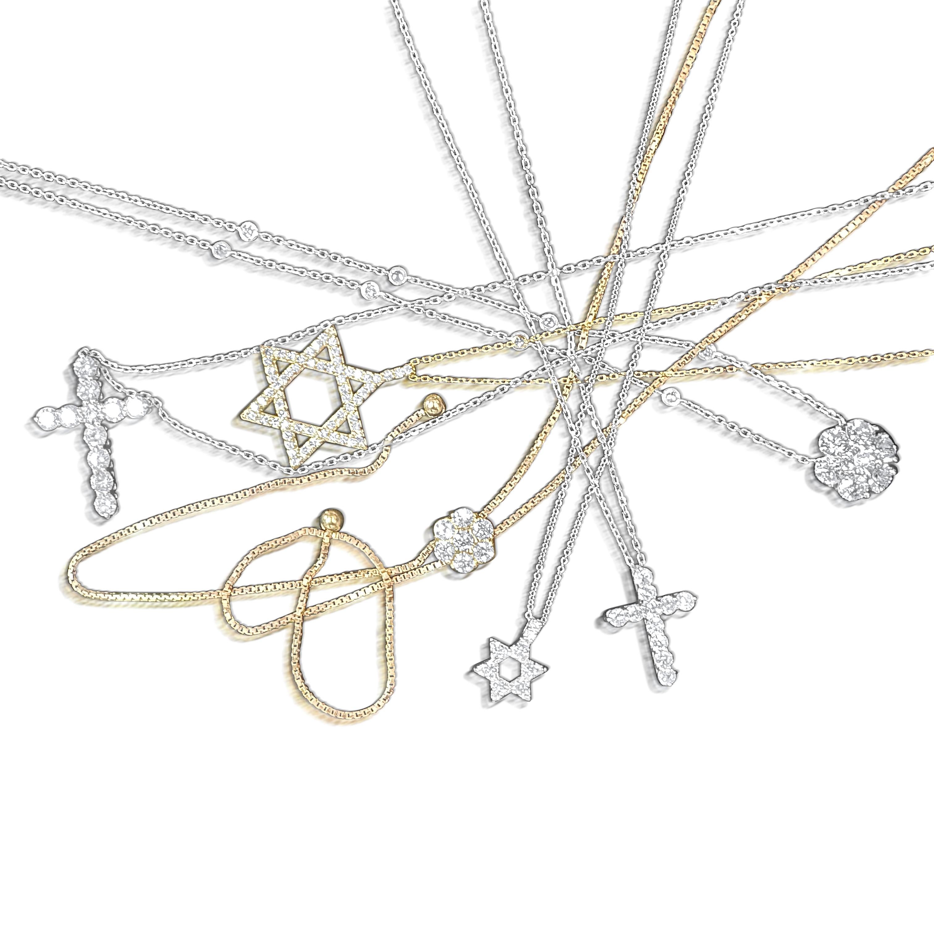 Collar Colgante Racimo de Diamantes en Oro Amarillo de 14 quilates, 0,80 quilates en venta 2