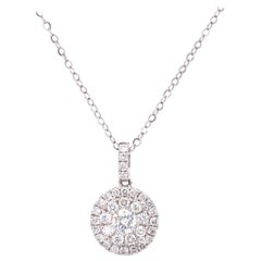 Diamond Cluster Pendant Necklace in White Gold