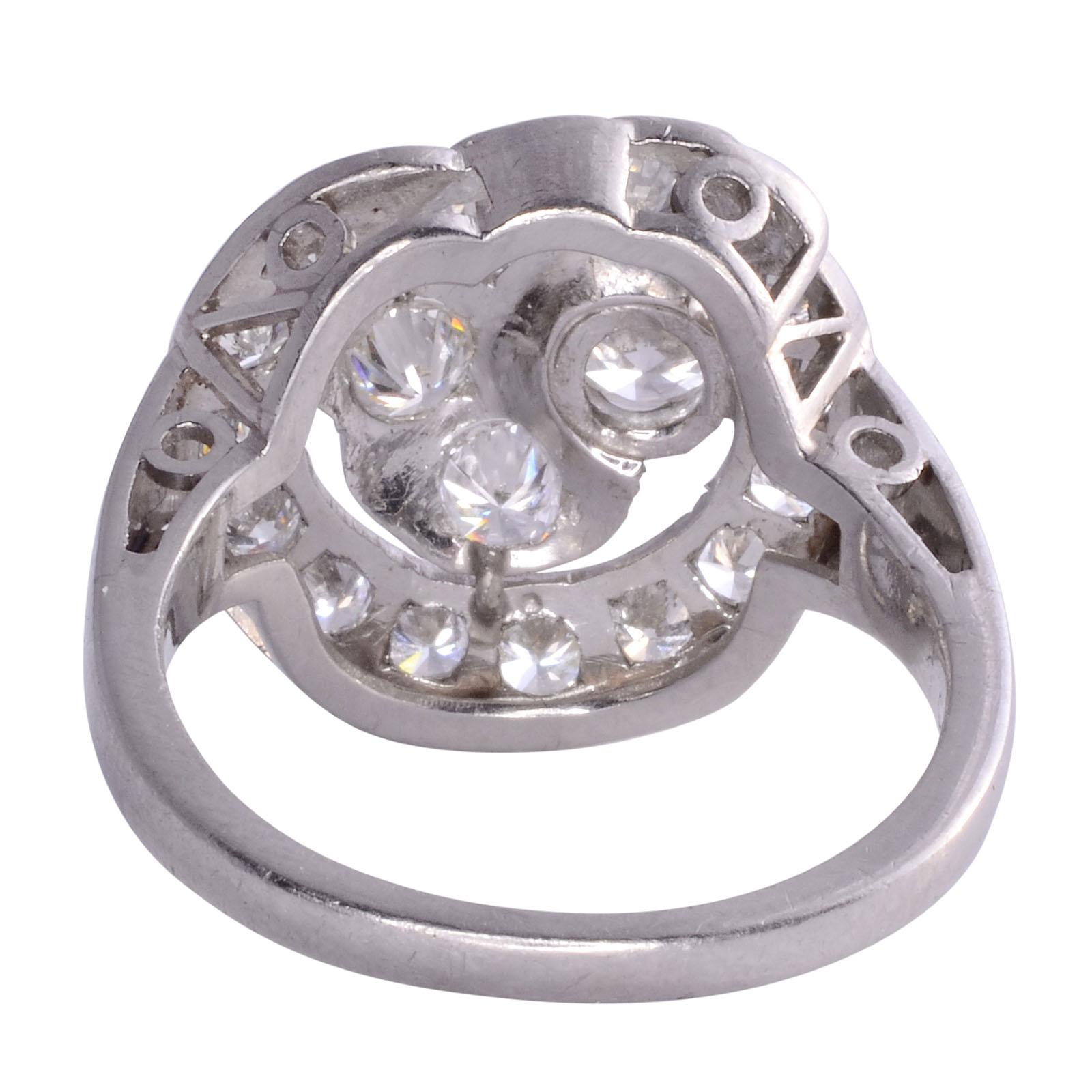 Women's Diamond Cluster Platinum Ring For Sale