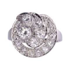 Vintage Diamond Cluster Platinum Ring