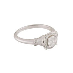18k White Gold Diamond Cluster Ring, 0.71ct Marquise & Baguette Cuts