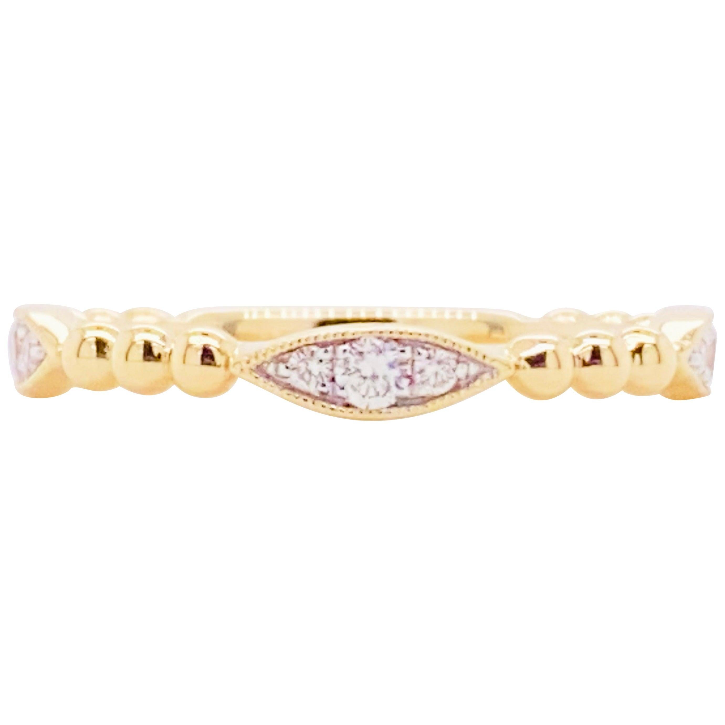 Diamond Cluster Ring, 14 Karat Gold Beaded Marquis Bujukan Band, LR51693Y45JJ