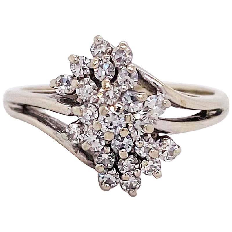 Stunning Large Diamond Waterfall White Gold Ring For Sale at 1stDibs ...