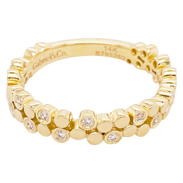 Customizable Double Stack Bubble Band Asymmetric, Bezel Diamonds, 14K ...