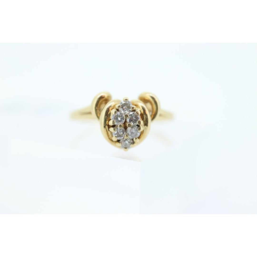 Diamond Cluster Ring. 14k yellow gold Engagement Ring. Marquise Diamond cluster For Sale 2