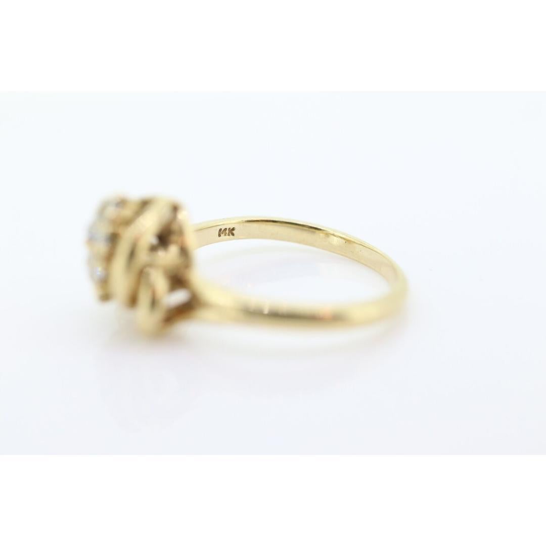 Diamond Cluster Ring. 14k yellow gold Engagement Ring. Marquise Diamond cluster For Sale 3