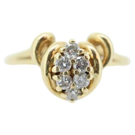 Diamant-Cluster-Ring. 14k Gelbgold Verlobungsring. Marquise Diamant-Cluster