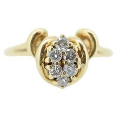 Diamant-Cluster-Ring. 14k Gelbgold Verlobungsring. Marquise Diamant-Cluster