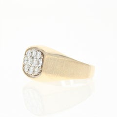 Diamond Cluster Ring, 14 Karat Yellow Gold Men's Round Brilliant 1.05 Carat