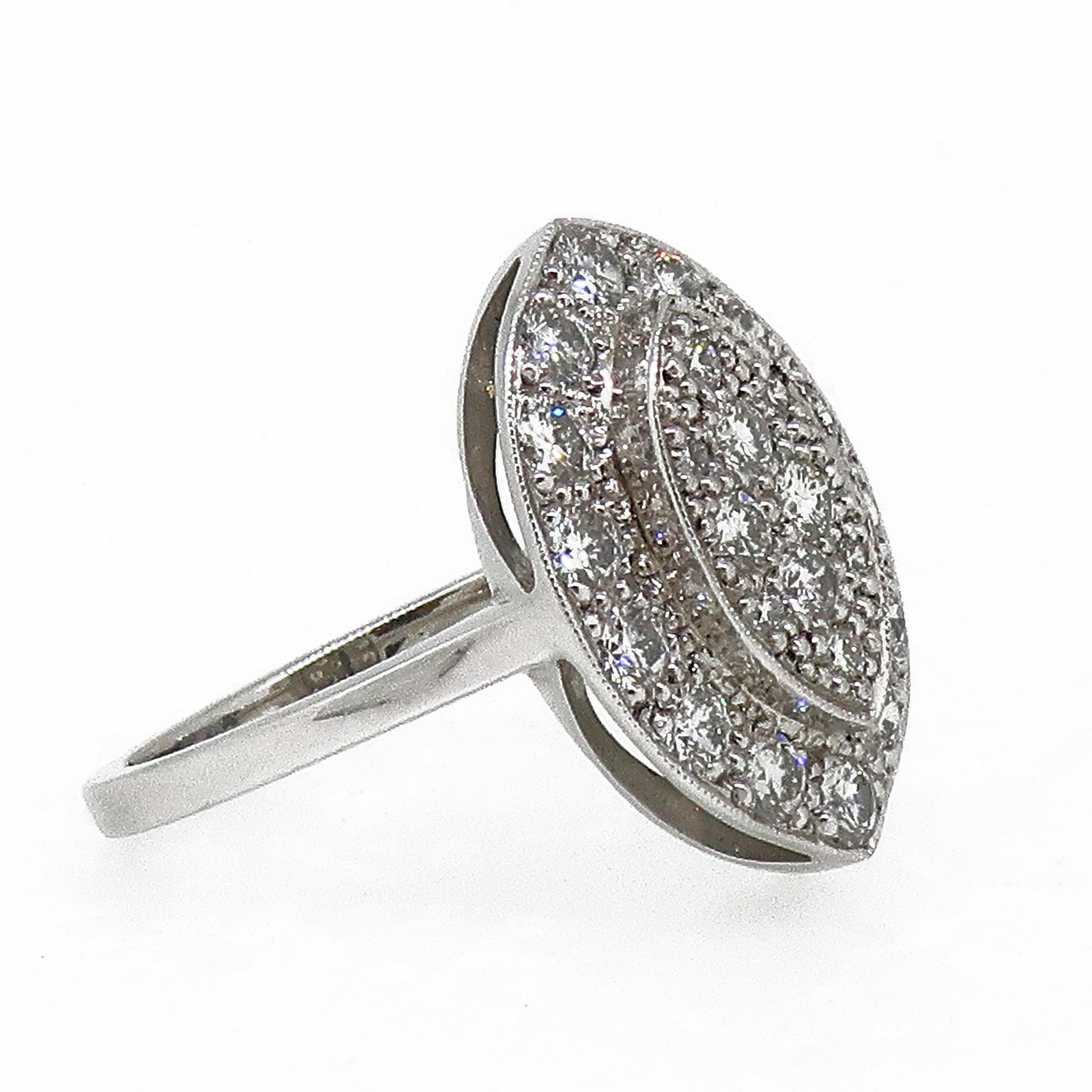 Brilliant Cut Diamond Cluster Ring 18 Karat White Gold For Sale