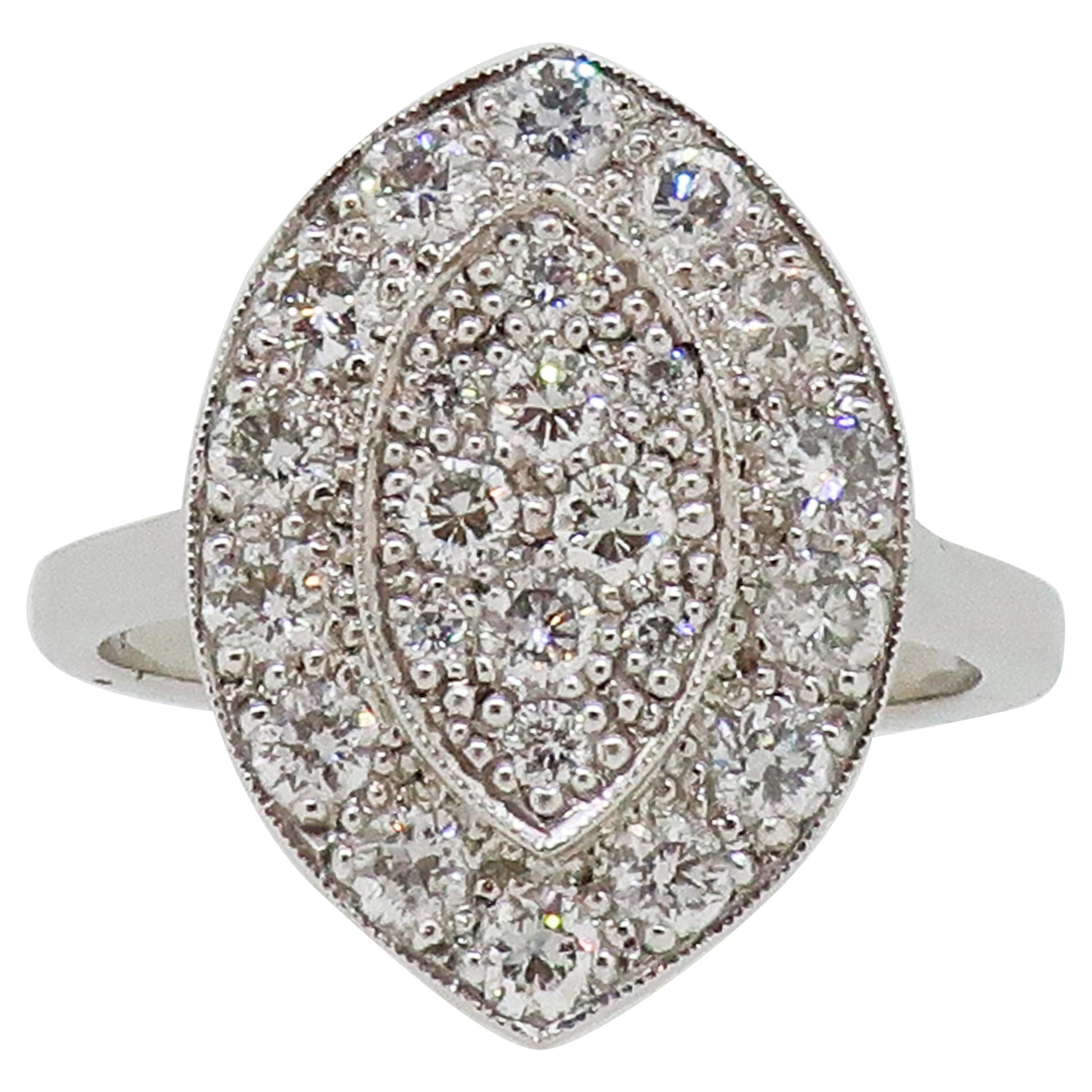 Diamond Cluster Ring 18 Karat White Gold For Sale