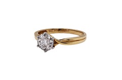 Diamond Cluster Ring 18ct Yellow Gold Floral Halo Twist Design