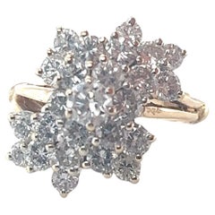 Diamond Cluster Ring 2.5 Ct G-H VS in 14kt White & Yellow Gold Adjustable