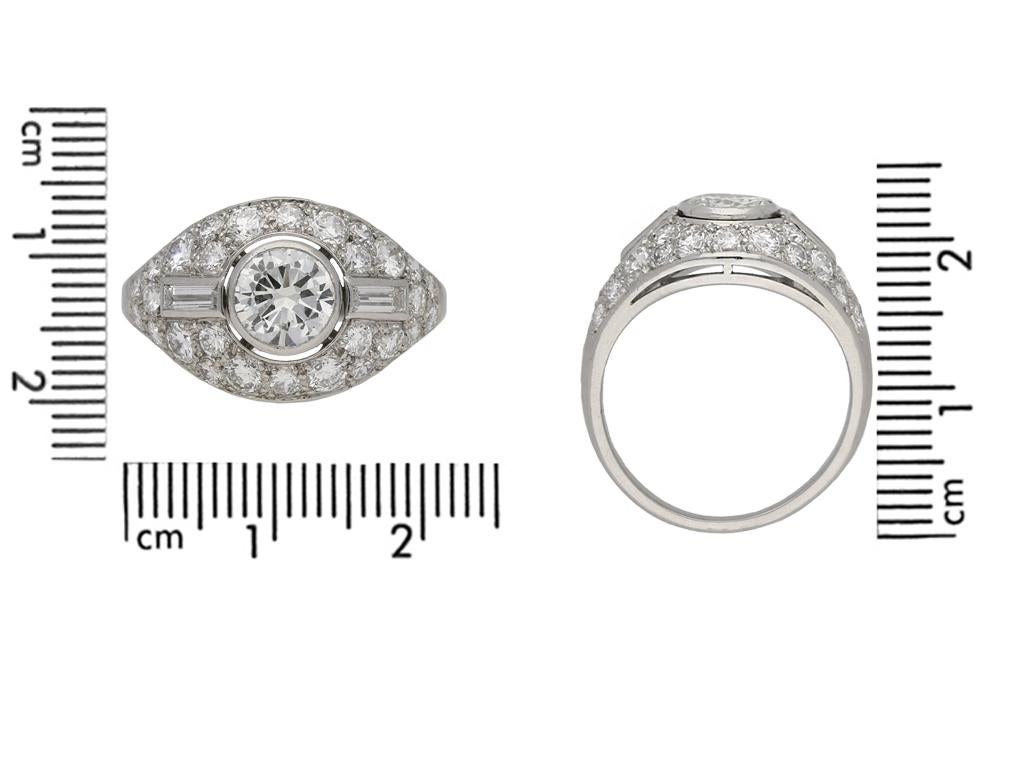 Women's Diamond Cluster Ring by Boucheron Paris, circa 1950s For Sale