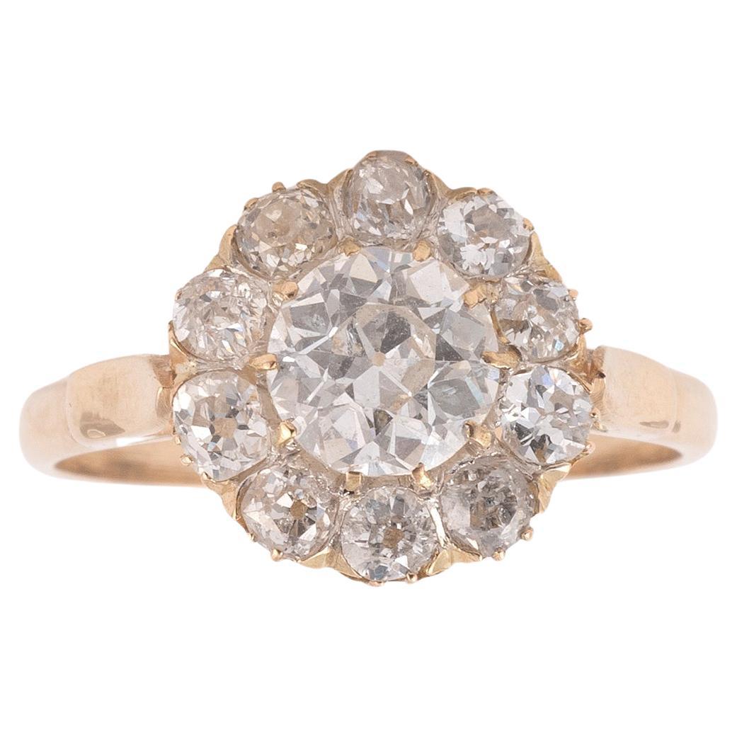Anello con diamante a grappolo Inizio XX secolo In condizioni ottime in vendita a Firenze, IT