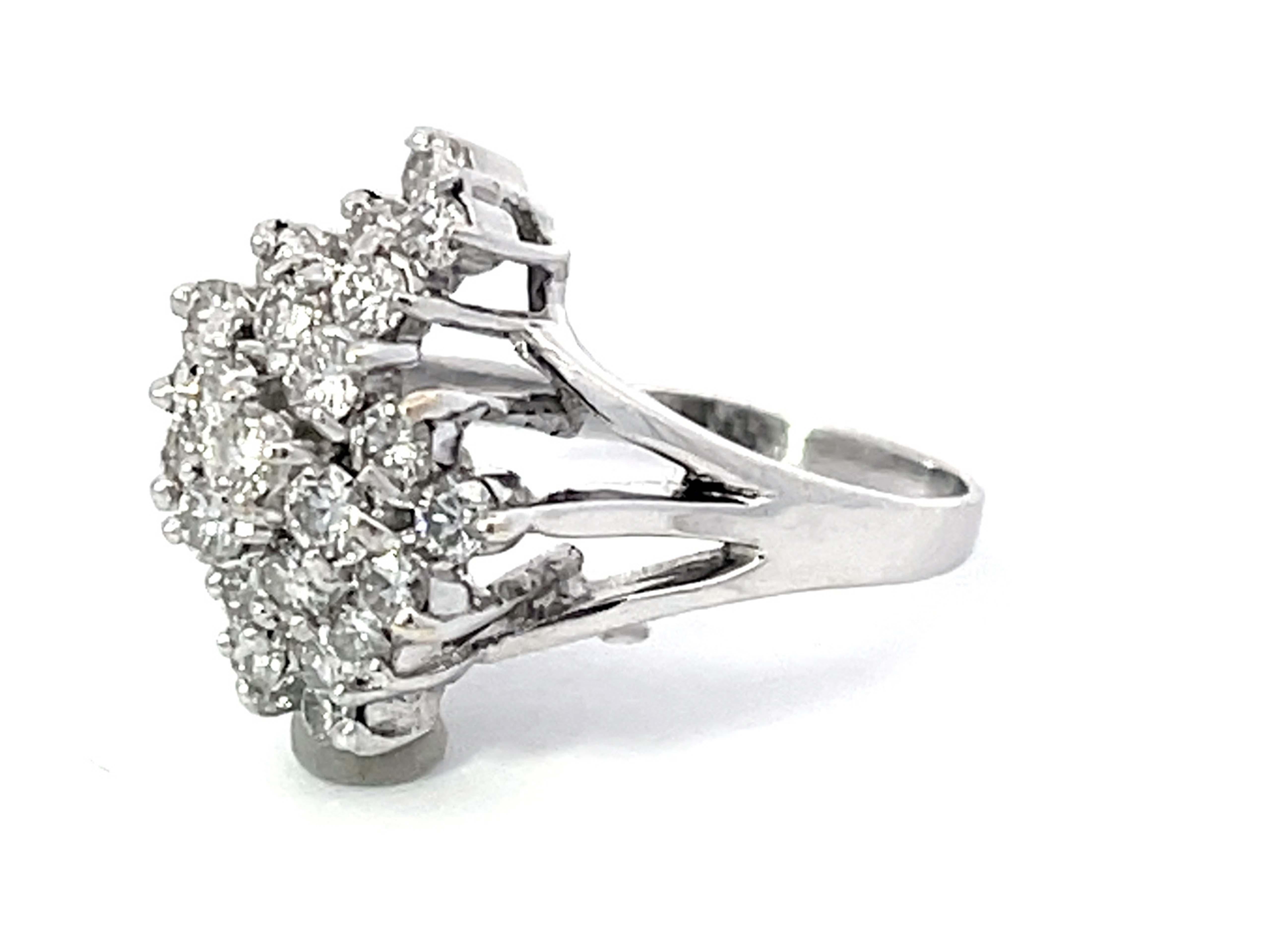 Modern Diamond Cluster Ring in 14k White Gold For Sale