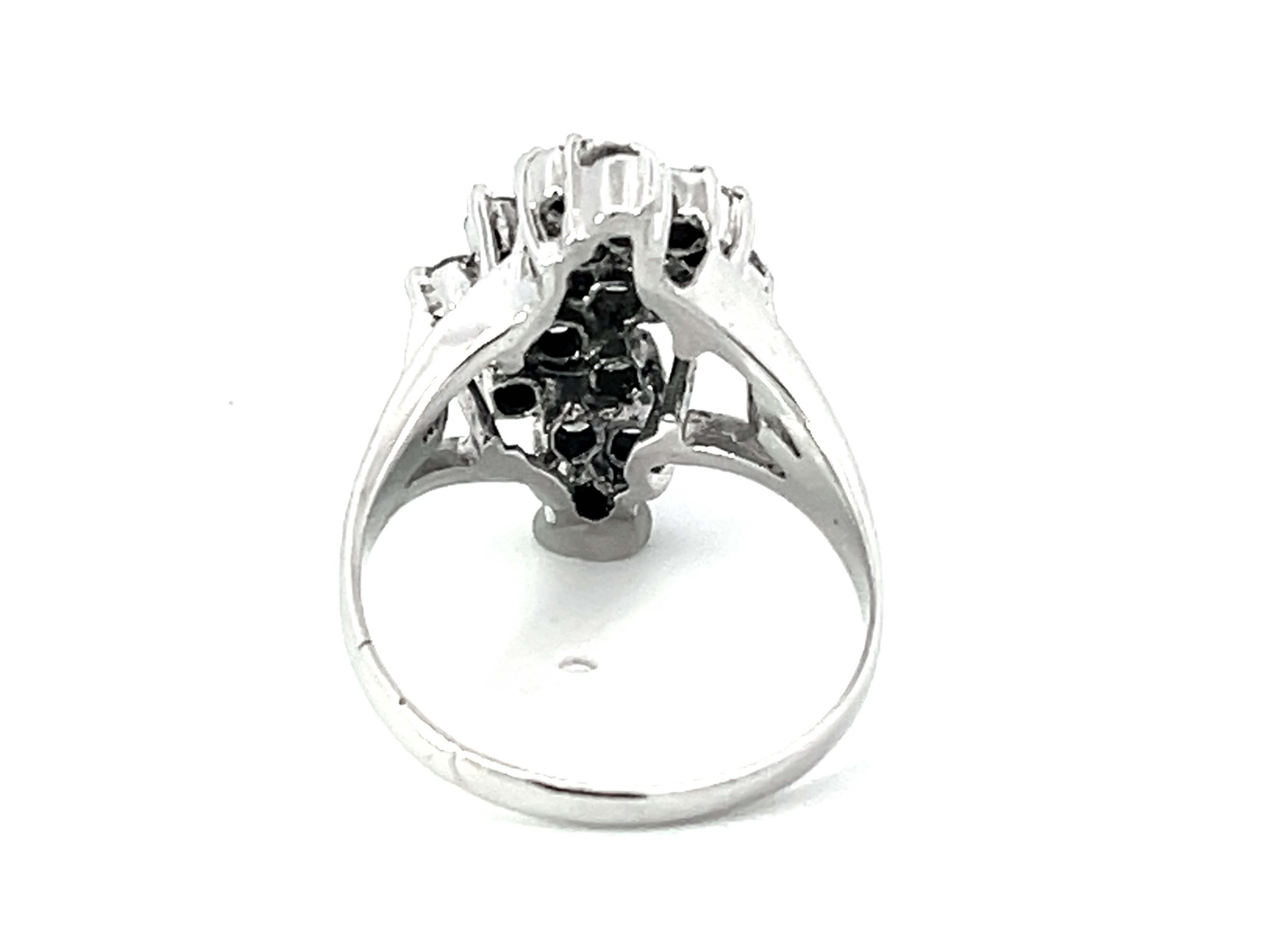 Women's Diamond Cluster Ring in 14k White Gold For Sale