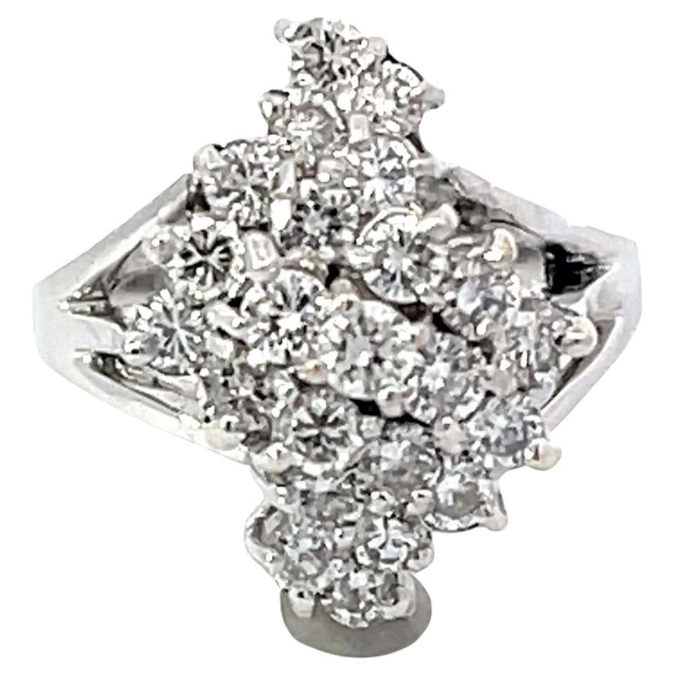 14k Gold Natural Diamond Cluster Ring For Sale at 1stDibs
