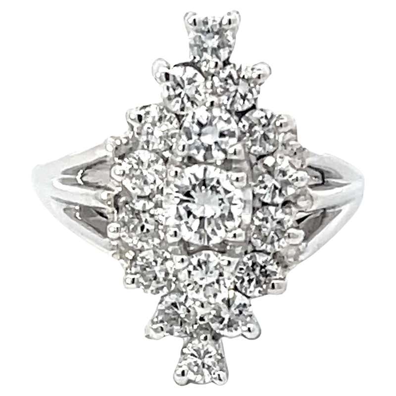 Retro White Gold Diamond Cluster Ring For Sale at 1stDibs | white gold ...