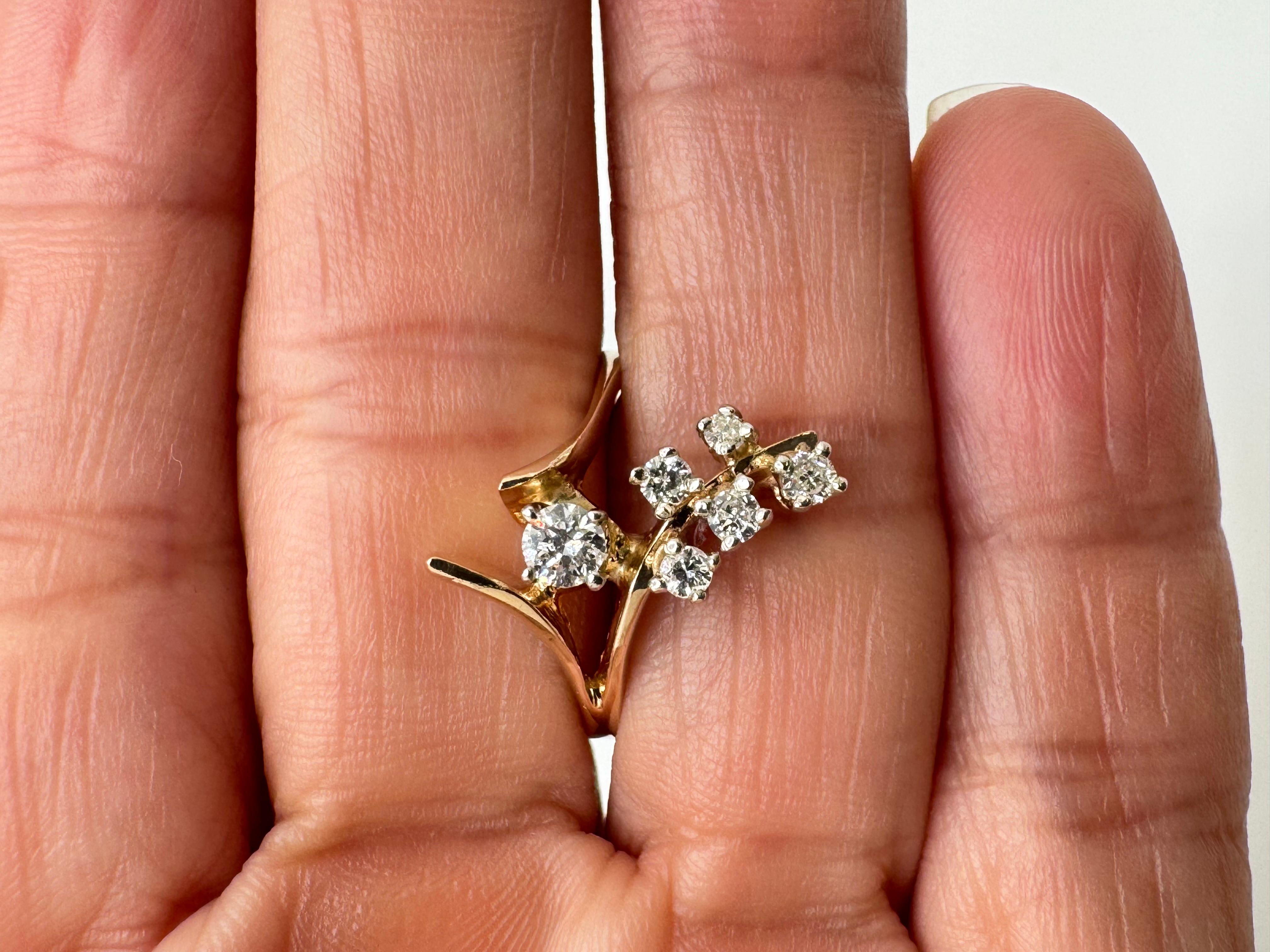 Diamant Cluster Ring in 14K Gelbgold für Damen oder Herren im Angebot