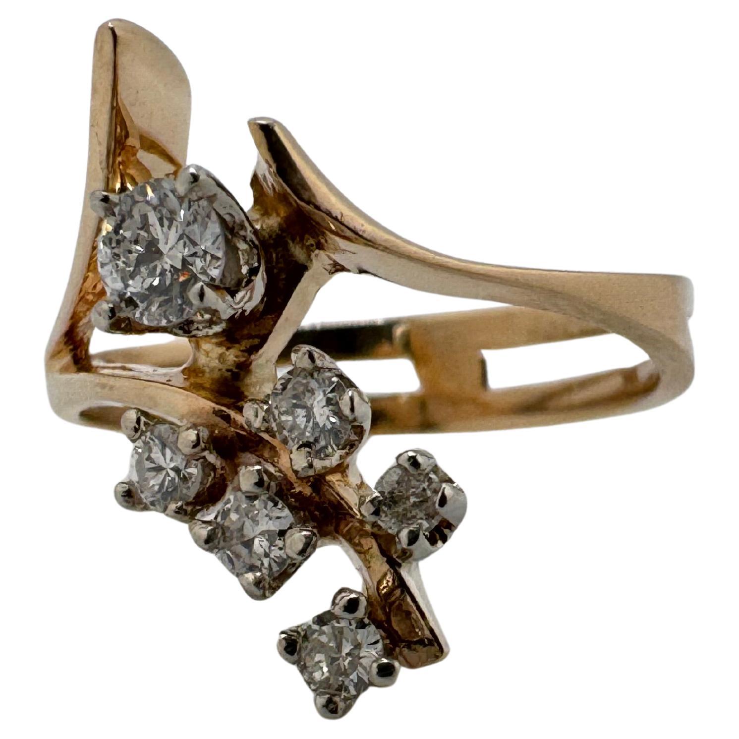 Diamant Cluster Ring in 14K Gelbgold im Angebot