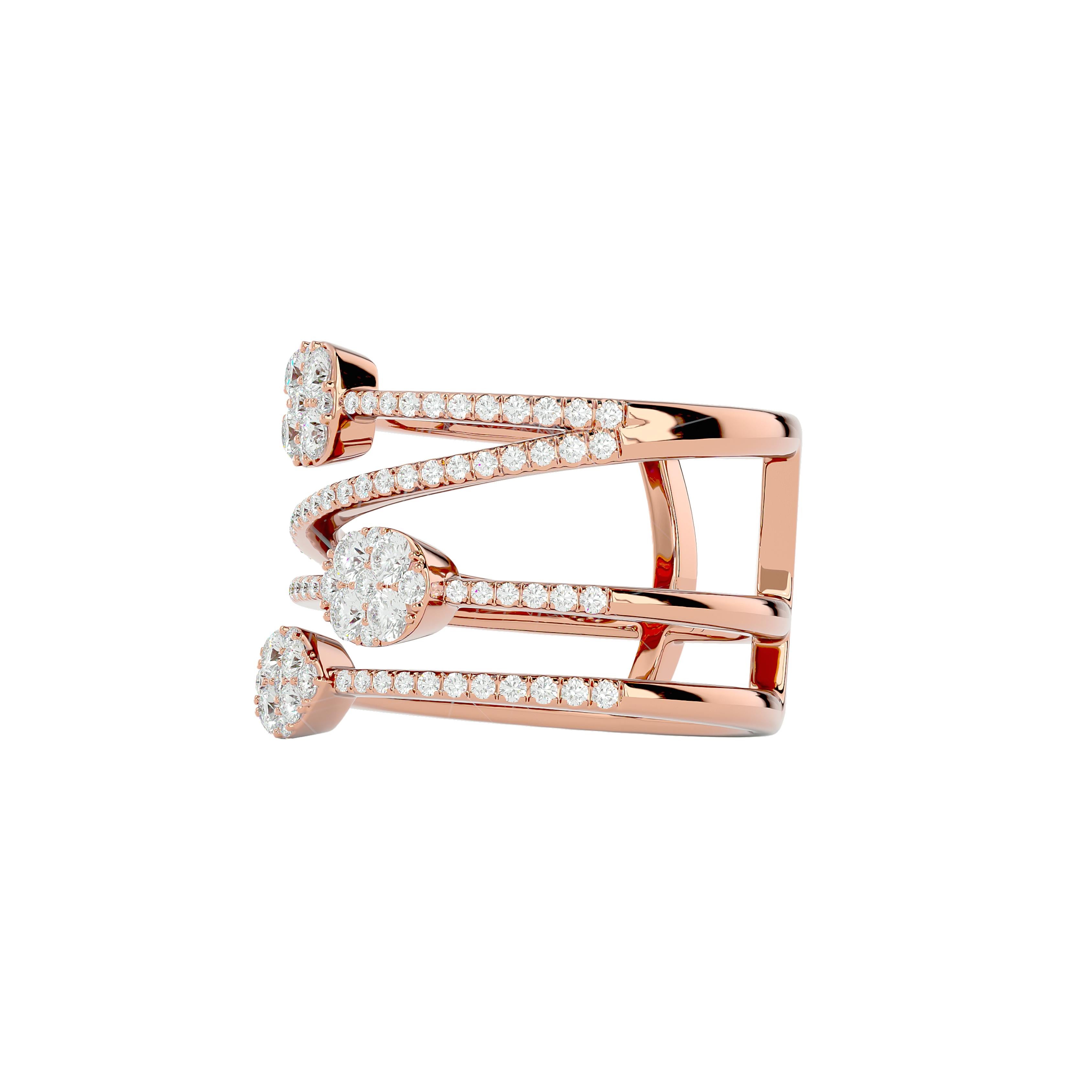 Women's or Men's Diamond Cluster Ring in 18 Karat Gold For Sale