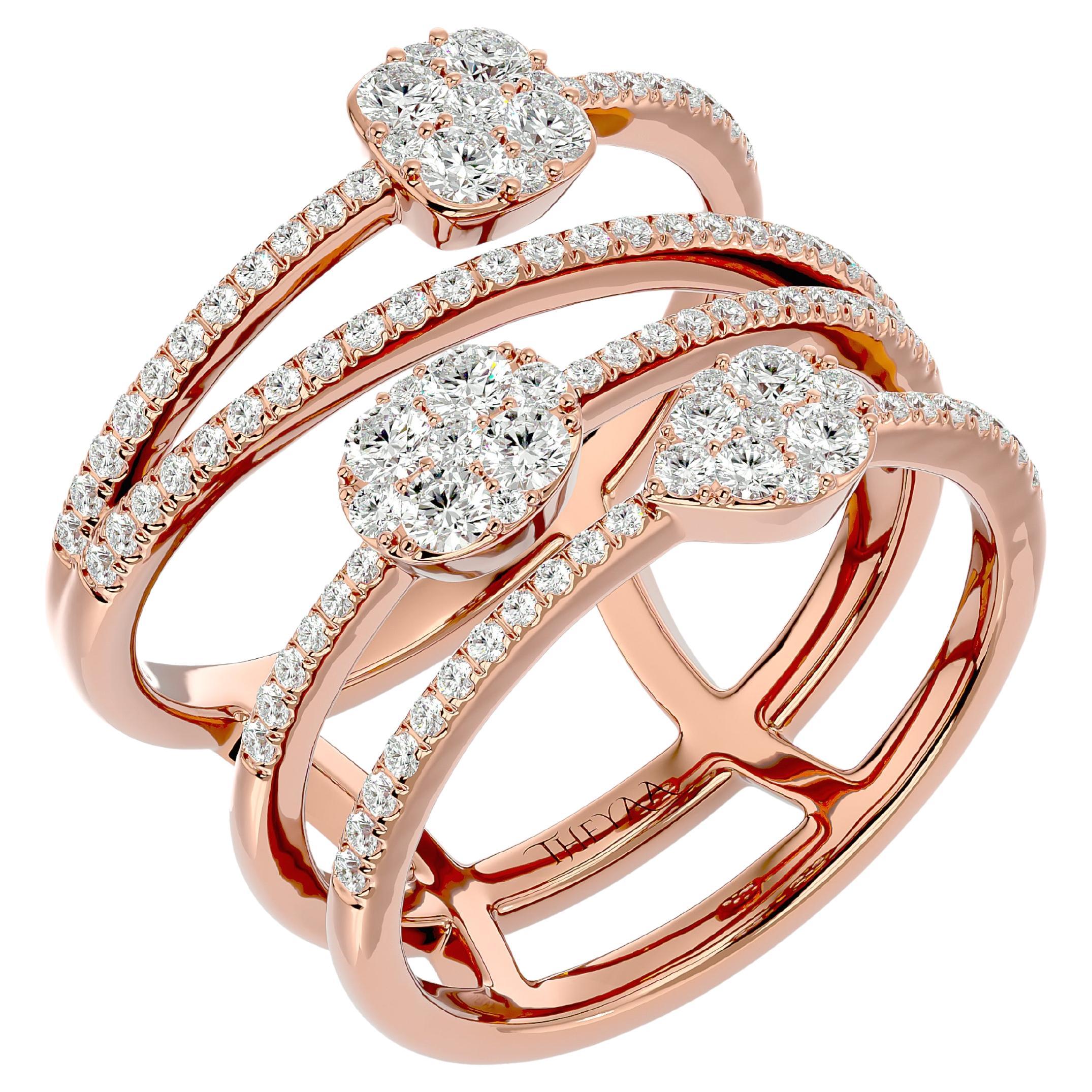 Diamond Cluster Ring in 18 Karat Gold For Sale