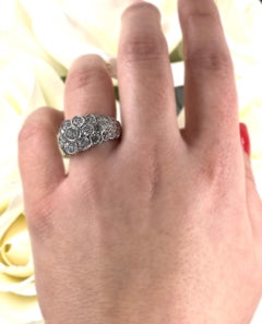 4.05 Carat Diamond Dome Ring with Overlapping Circles Motif in 18K White Gold