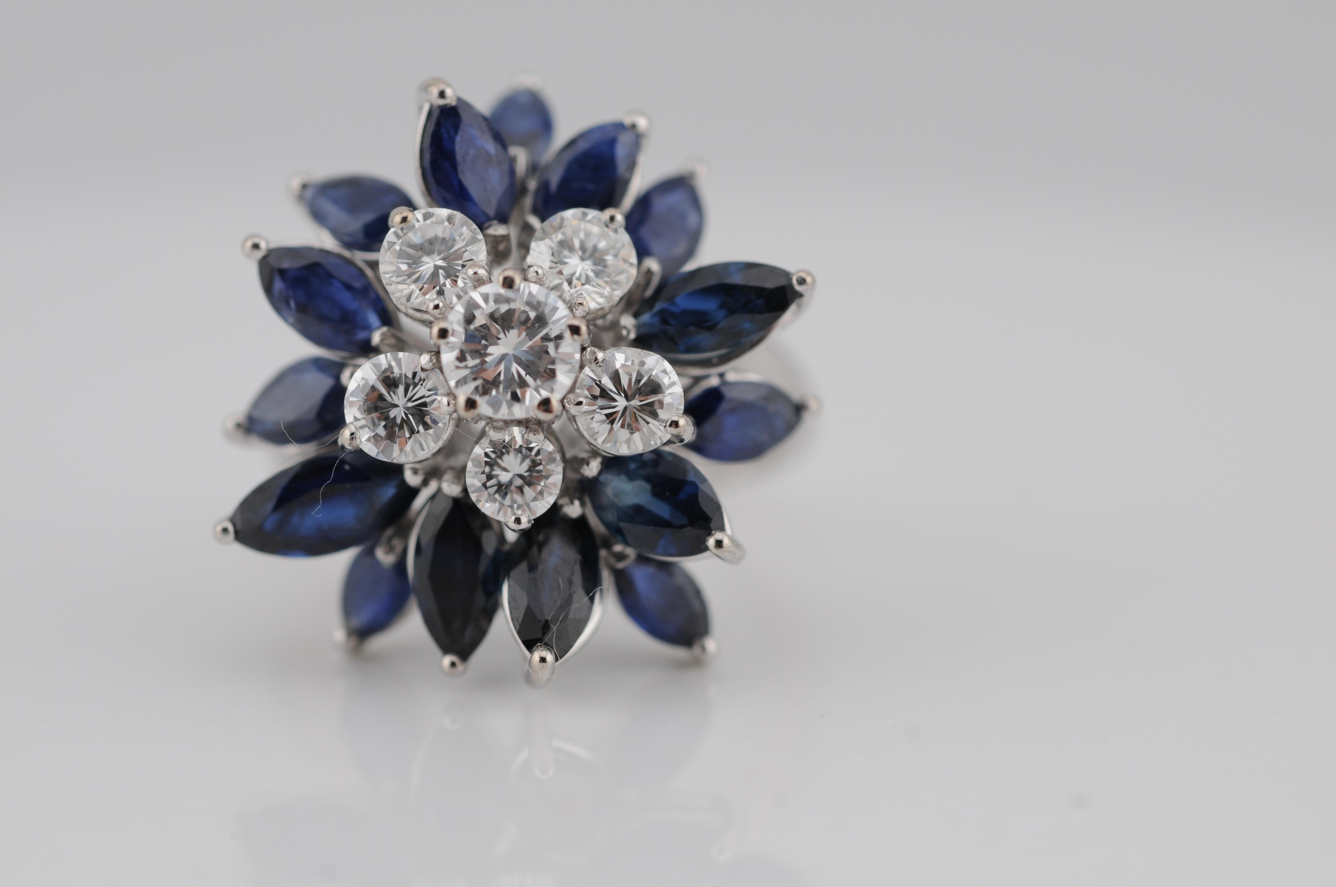 Diamant-Cluster-Ring aus 18k Weißgold im Angebot 2