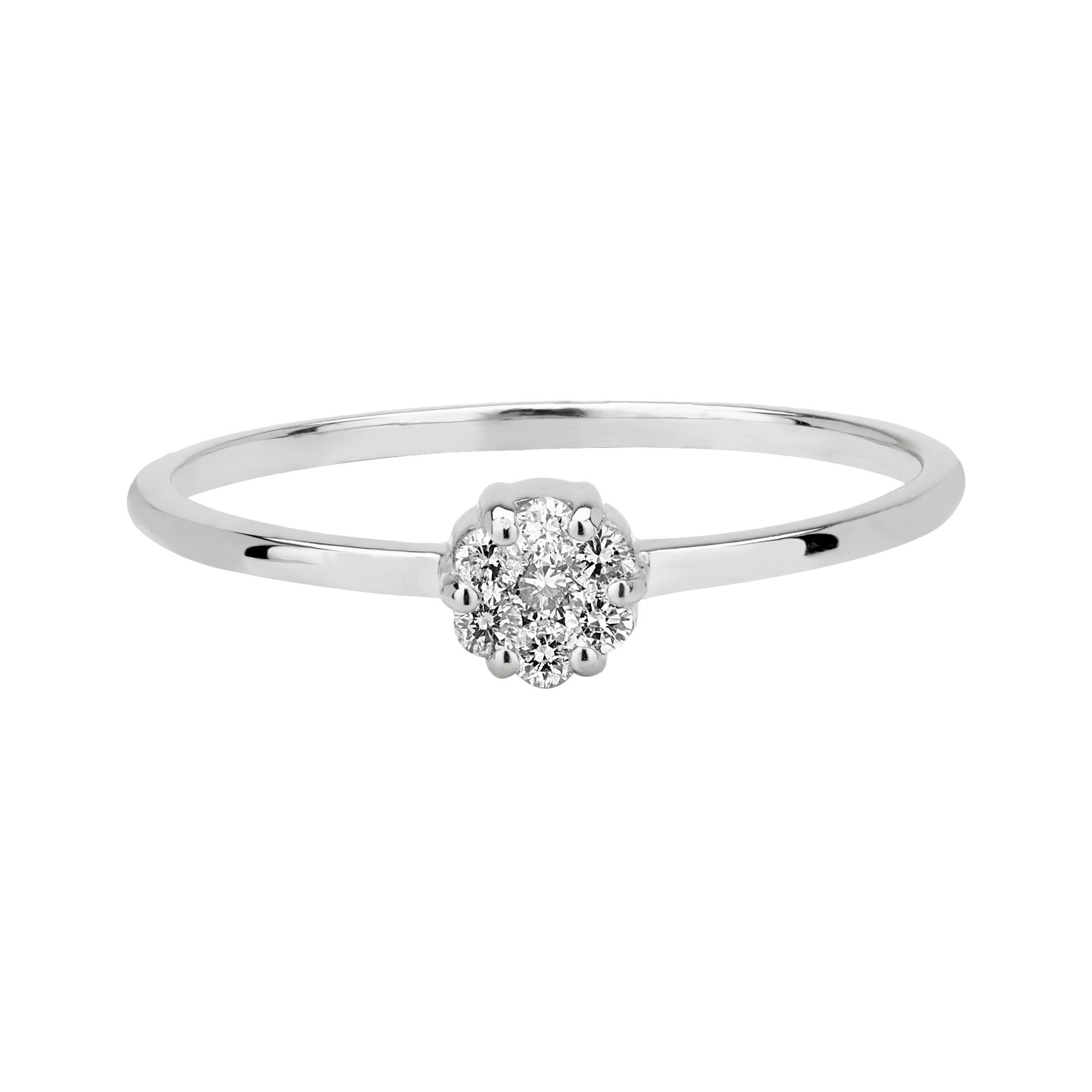 Charming Diamond White Gold Cluster Ring For Sale at 1stDibs