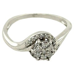Diamond Cluster Ring on Crossover Band in 18ct White Gold