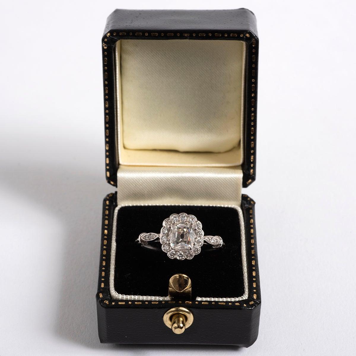 Women's Diamond Cluster Ring, Platinum Band, Round Cut Diamonds