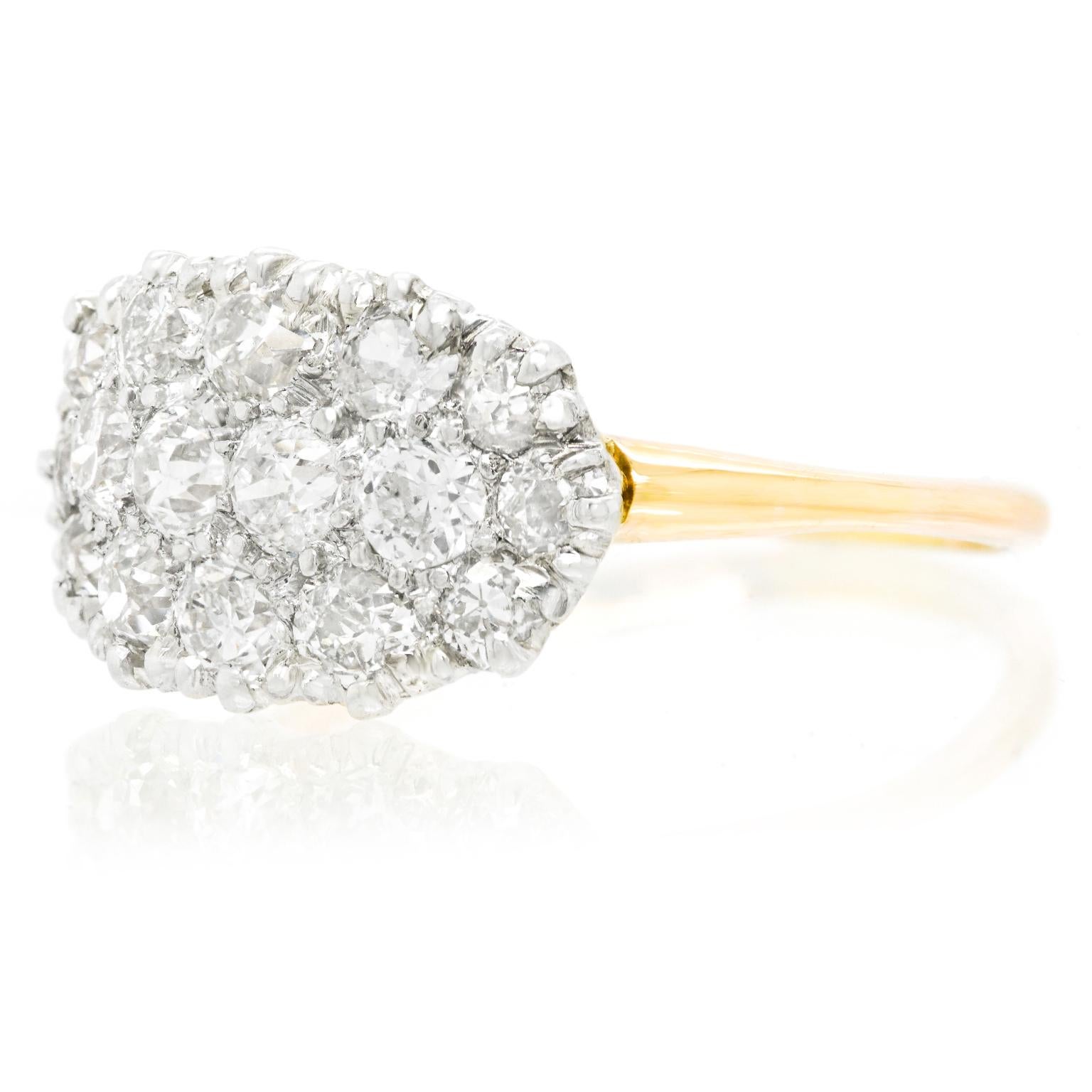 Diamond Cluster Ring, Platinum over Gold 5