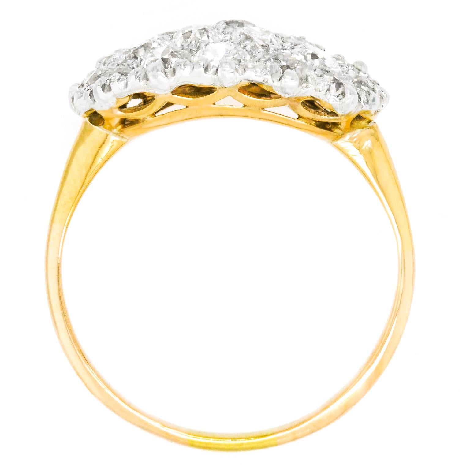 Women's or Men's Diamond Cluster Ring, Platinum over Gold