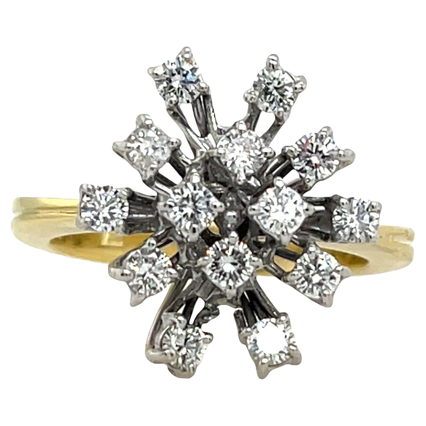 Diamond Cluster Ring Set In 18ct Yellow 
White Gold, 0.85ct en vente